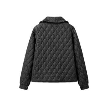 Vimida Women's Quilted Lightweight Jackets Long Sleeve Winter Cropped Cotton Padded Coat Jacket Tie Front Puffy Outwear