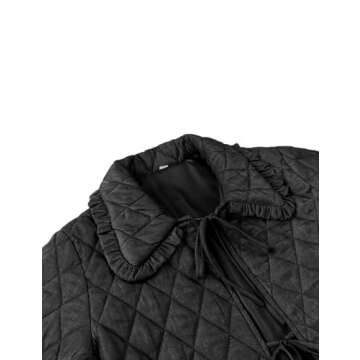 Vimida Women's Quilted Lightweight Jackets Long Sleeve Winter Cropped Cotton Padded Coat Jacket Tie Front Puffy Outwear