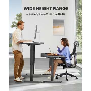 ErGear Height Adjustable Electric Standing Desk, 55 x 28 Inches Sit Stand up Desk, Large Memory Computer Home Office Desk with Two-Piece Desktop (Black)
