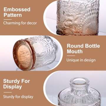 Fixwal 36 Glass Bud Vase Set, Small Vases for Flowers, Vases for Centerpieces Little Flower Vases in Bulk for Rustic Wedding Decorations Vintage Look Home Table Decor (Amber)