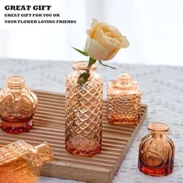 Fixwal 36 Glass Bud Vase Set, Small Vases for Flowers, Vases for Centerpieces Little Flower Vases in Bulk for Rustic Wedding Decorations Vintage Look Home Table Decor (Amber)