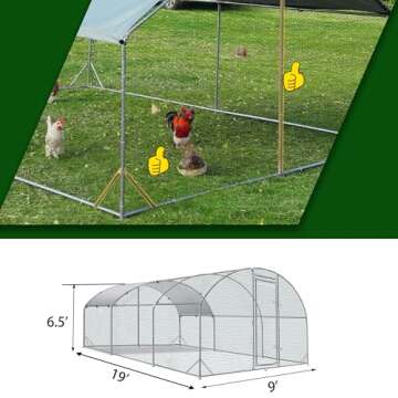 Large Metal Chicken Coop Upgrade Tri-Supporting Wire Mesh Run for Chickens & Small Pets