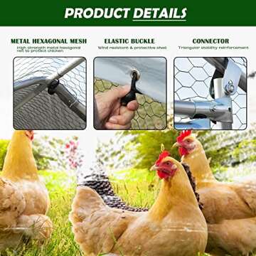 Durable Large Metal Chicken Coop with Waterproof Cover