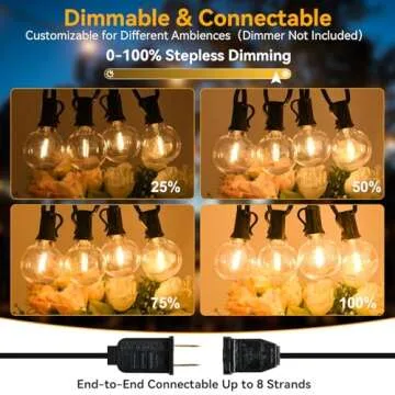 Arbrac 100ft Waterproof String Lights - Dimmable & Connectable