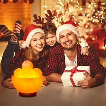 pursalt Himalayan Pink Salt Lamp Bowl with Heated Massage Balls, Natural Crystal Salt Rock Table Lamp from Pakistan for Home Gifts, 2 Replacement 25W Bulbs & Hand Carved Taly Wood Base