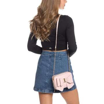 Like Dreams Women Box Crossbody Bag Vegan Leather Bowtie Full Zipper Fashionable Shoulder Handbag Pu...