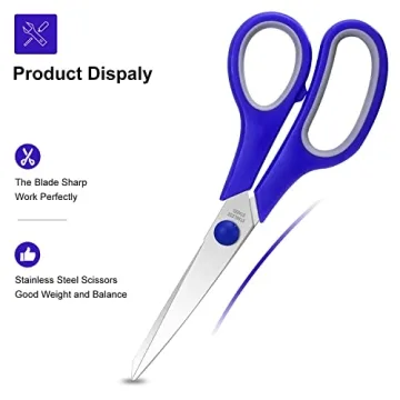 BURVAGY 8" All Purpose Heavy Duty Scissors 10 Pack