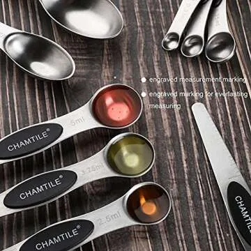 Magnetic Measuring Spoons Set of 9 - Stackable Stainless Steel
