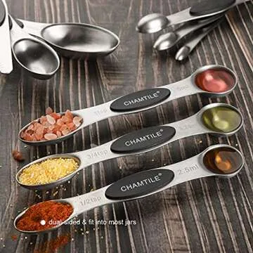 Magnetic Measuring Spoons Set of 9 - Stackable Stainless Steel