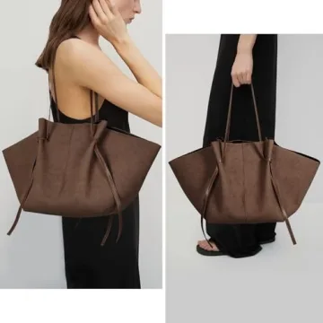 YFGBCX Tote Bag Suede Leather Work Bag for Women Trendy Top Handle Bag Luxury Hobo Handbag with Adjustable Strap