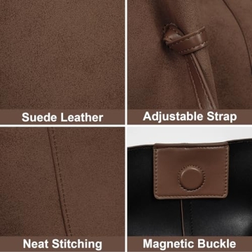 YFGBCX Tote Bag Suede Leather Work Bag for Women Trendy Top Handle Bag Luxury Hobo Handbag with Adjustable Strap