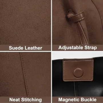 YFGBCX Tote Bag Suede Leather Work Bag for Women Trendy Top Handle Bag Luxury Hobo Handbag with Adjustable Strap