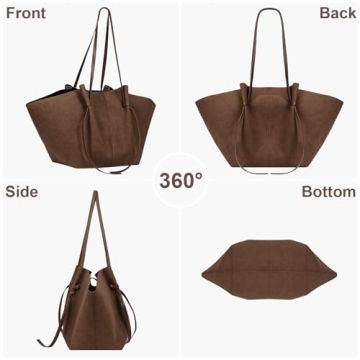 YFGBCX Tote Bag Suede Leather Work Bag for Women Trendy Top Handle Bag Luxury Hobo Handbag with Adjustable Strap