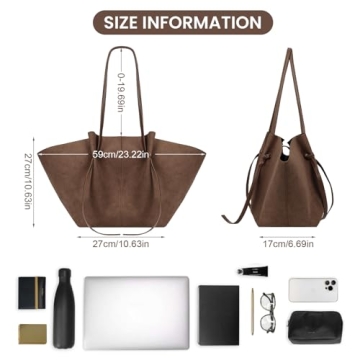 YFGBCX Tote Bag Suede Leather Work Bag for Women Trendy Top Handle Bag Luxury Hobo Handbag with Adjustable Strap