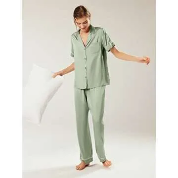 Elegant AW BRIDAL Silk Pajamas Set for Women Loungewear