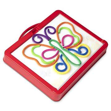 Melissa & Doug Rainbow Cord Picture & Pattern Maker Draw with Cords – 39 Cords, 6 Double-Sided Cards to Trace