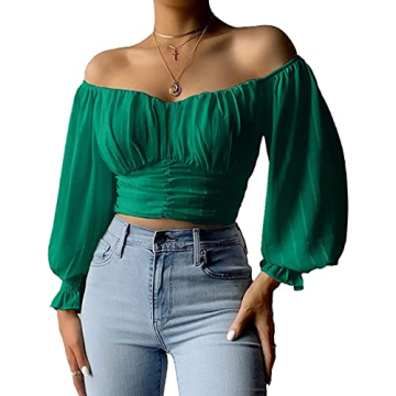 MIRACMODA Women's Elegant Off The Shoulder Puff Sleeve Blouse