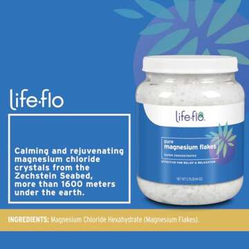 Life-flo Pure Magnesium Bath Flakes - Epsom Salt Bath Soak Alternative - Unscented Magnesium Flakes ...