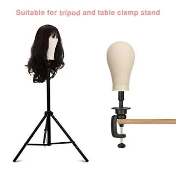 SZCY LLC 23 Inch Canvas Block Wig Head, Wig Stand Tripod with Head, Mannequin Head for Wigs, Manikin Head Block for Wigs Making Display with Wig Caps, T Pins C Bristle Brush