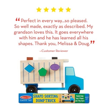 Melissa & Doug Shape-Sorting Wooden Dump Truck Toy