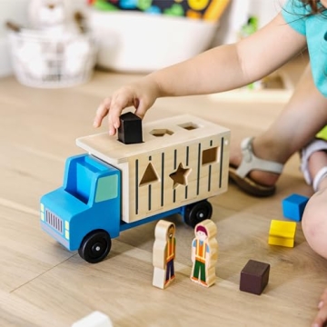 Melissa & Doug Shape-Sorting Wooden Dump Truck Toy