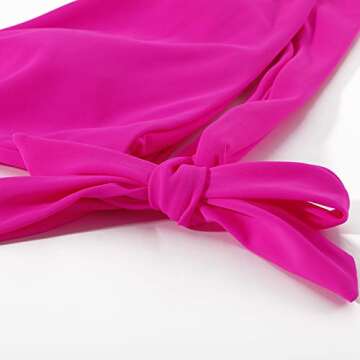 MOOSLOVER Women One Shoulder High Waisted Bikini Tie High Cut Two Piece Swimsuits(S,Rose Red)