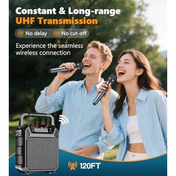 Powplur UHF Rechargeable Wireless Microphones for Events