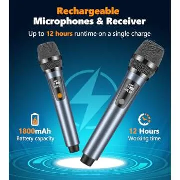 Powplur UHF Rechargeable Wireless Microphones for Events