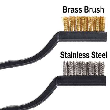12 Pieces Wire Brush (Stainless Steel + Brass) Scratch Brush, Curved Handle Masonry Brush Wire Brist...