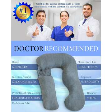 Pharmedoc U-Shape Pregnancy Pillow for Comfort