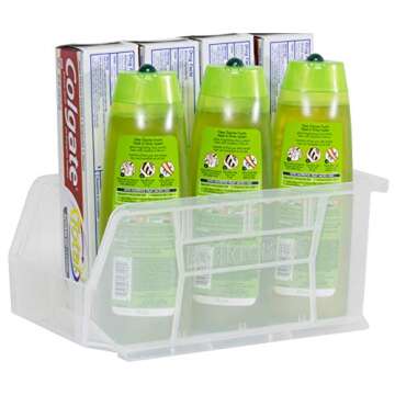 Akro-Mils 30230 AkroBins Plastic Storage Bins, Space-Saving Stackable Bins for Garage, Pantry, Craft Organization, 11-Inch x 5-Inch x 5-Inch, Clear, 12-Pack