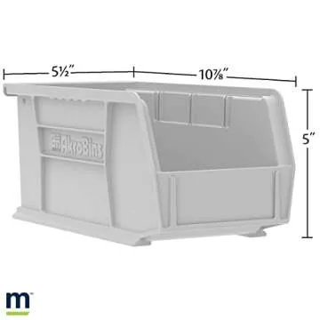 Akro-Mils 30230 AkroBins Plastic Storage Bins, Space-Saving Stackable Bins for Garage, Pantry, Craft Organization, 11-Inch x 5-Inch x 5-Inch, Clear, 12-Pack