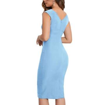 MUXXN Women's 1950s Vintage Cocktail Midi Sleeveless V Neck Slim Semi Formal Wear to Work Pinup Penc...