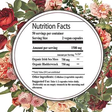 Nature Of Love Organic Irish Sea Moss Capsules with Bladderwrack - 100% Natural, Vegan, Organic, Non...