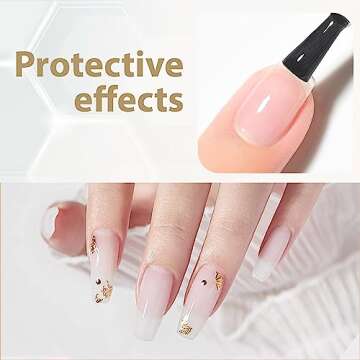 UNA GELLA Gel Base Top Coat Set, 2PCS Gel Top Base Coat Gel Polish U V for Gel Nail Polish, Diamond Shiny, Protects Nails Healthy, Clear Gel Base Coat & No Wipe Top Coat for DIY Nail Art Home