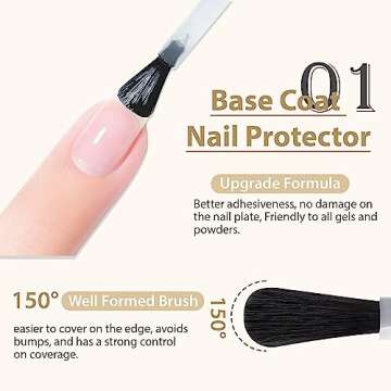 UNA GELLA Gel Base Top Coat Set, 2PCS Gel Top Base Coat Gel Polish U V for Gel Nail Polish, Diamond Shiny, Protects Nails Healthy, Clear Gel Base Coat & No Wipe Top Coat for DIY Nail Art Home