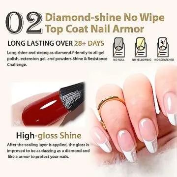 UNA GELLA Gel Base Top Coat Set, 2PCS Gel Top Base Coat Gel Polish U V for Gel Nail Polish, Diamond Shiny, Protects Nails Healthy, Clear Gel Base Coat & No Wipe Top Coat for DIY Nail Art Home