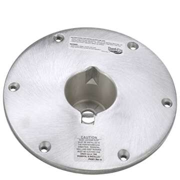 Attwood SP-68914 Wedge 2-Inch Base Plate, Round, 9-Inch Diameter, Brushed Aluminum, Extends 2 Inches Below Deck