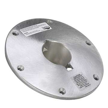 Attwood SP-68914 Wedge 2-Inch Base Plate, Round, 9-Inch Diameter, Brushed Aluminum, Extends 2 Inches Below Deck
