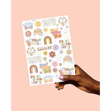 xo, Fetti Groovy 70s Temporary Tattoos - 48 Glitter Styles | Flower Power Birthday Party Supplies, G...