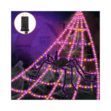 Giant Spider Webs Halloween Lights - 550 LED Decorations for Outdoor Fun