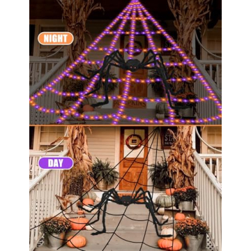 Giant Spider Webs Halloween Lights with 550 LEDs