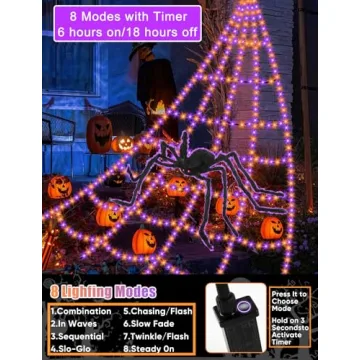 Giant Spider Webs Halloween Lights with 550 LEDs