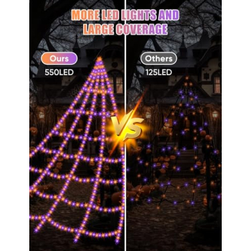 Giant Spider Webs Halloween Lights with 550 LEDs