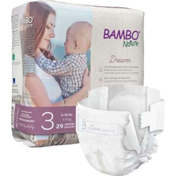 Bambo Nature Hypoallergenic Dream Baby Diapers, Eco-Labeled Sustainable Diapers, Enhanced Leakage Pr...