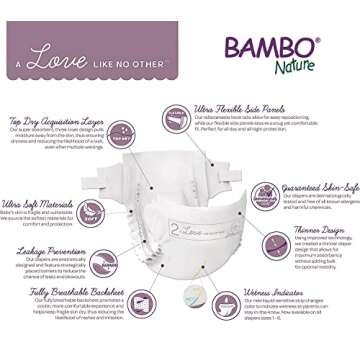Bambo Nature Hypoallergenic Dream Baby Diapers, Eco-Labeled Sustainable Diapers, Enhanced Leakage Protection, Totally Chlorine-free, Skin Friendly, and Super Absorbent - Size 3 (87 Count)