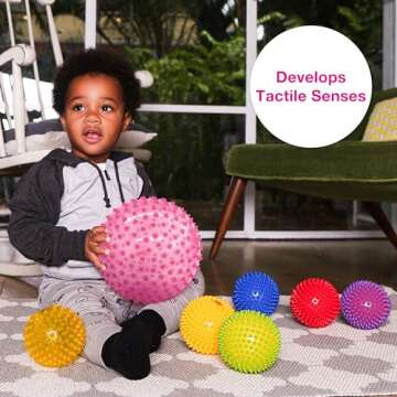 Edushape The Original Sensory Ball for Baby - 7" Transparent Pink Color Baby Ball That Helps Enhance Gross Motor Skills for Kids Aged 6 Months & Up - Vibrant, Colorful & Unique Toddler Ball