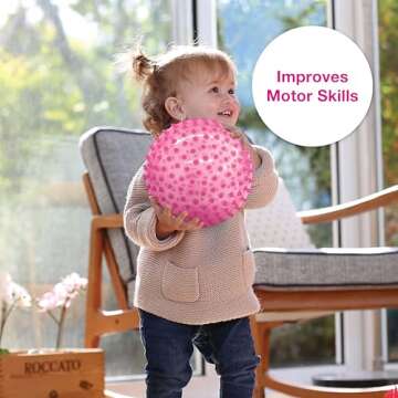 Edushape The Original Sensory Ball for Baby - 7" Transparent Pink Color Baby Ball That Helps Enhance Gross Motor Skills for Kids Aged 6 Months & Up - Vibrant, Colorful & Unique Toddler Ball