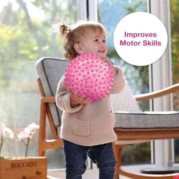 Edushape The Original Sensory Ball for Baby - 7" Transparent Pink Color Baby Ball That Helps Enhance Gross Motor Skills for Kids Aged 6 Months & Up - Vibrant, Colorful & Unique Toddler Ball