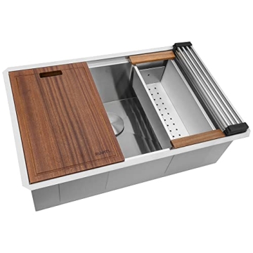 Ruvati 32-inch Stainless Steel Kitchen Sink with Workstation Ledge & Accessories